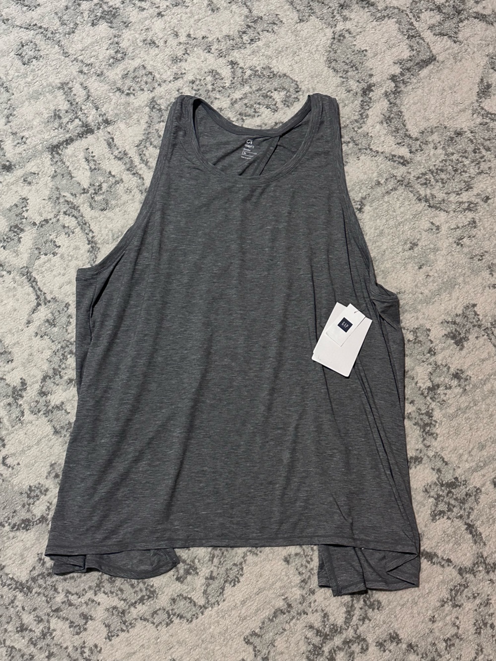 GAP Gray Ribbed Openback Tank - Picture 2 of 5